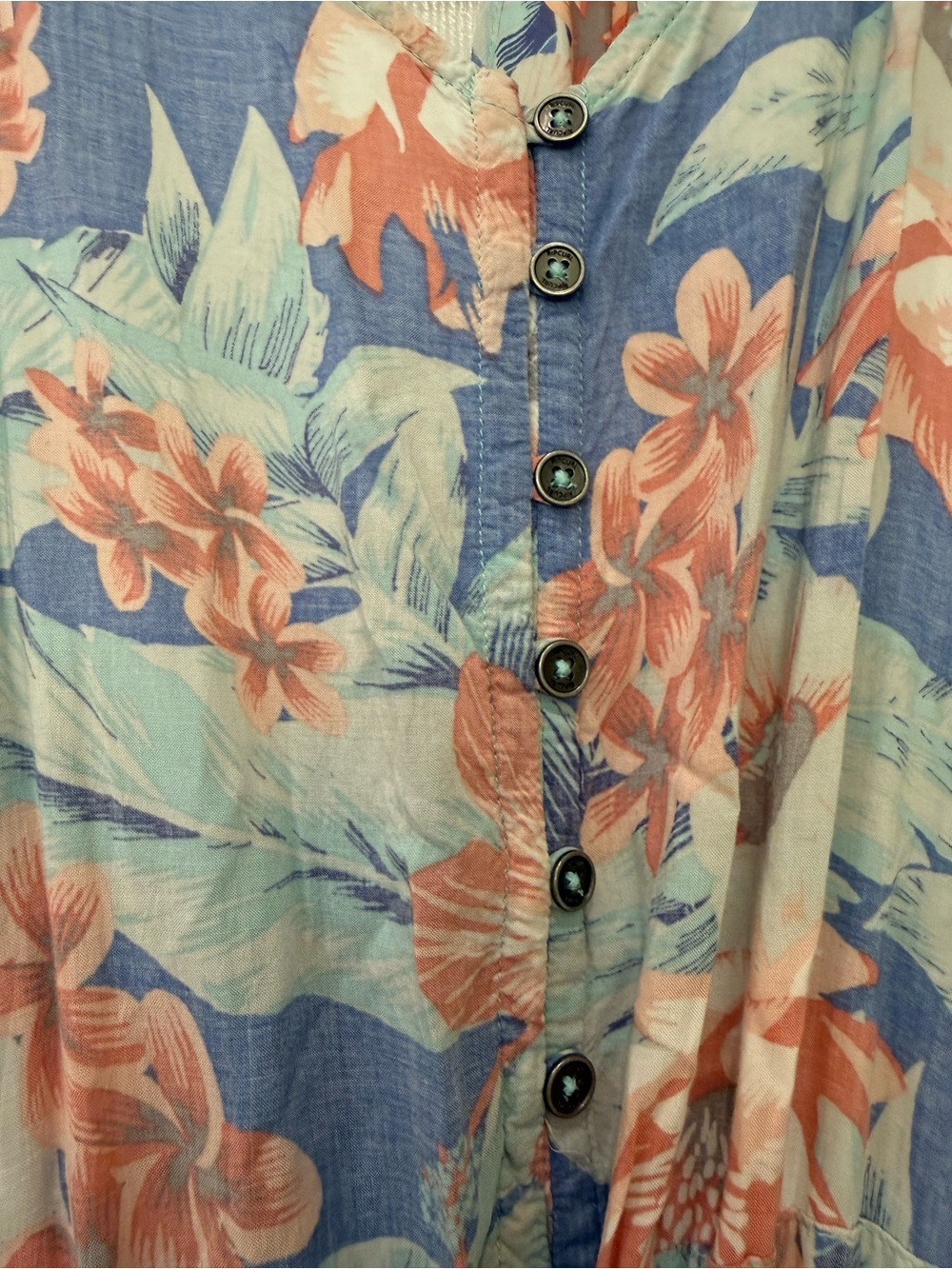 Floral Spaghetti Strap Maxi Dress in Light Blue and Coral - Picture 3 of 6